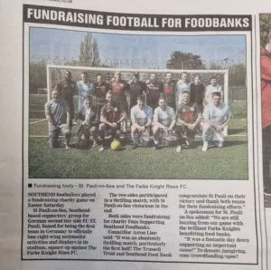 Southend foodbank football event newspaper 2022