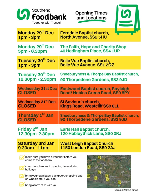 Grid of opening times