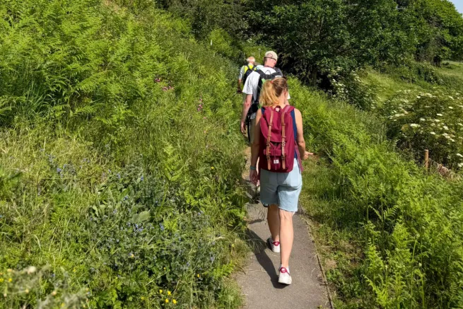 People walking through nature
