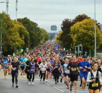 Thousands of runners in the Cardiff Half Marathon