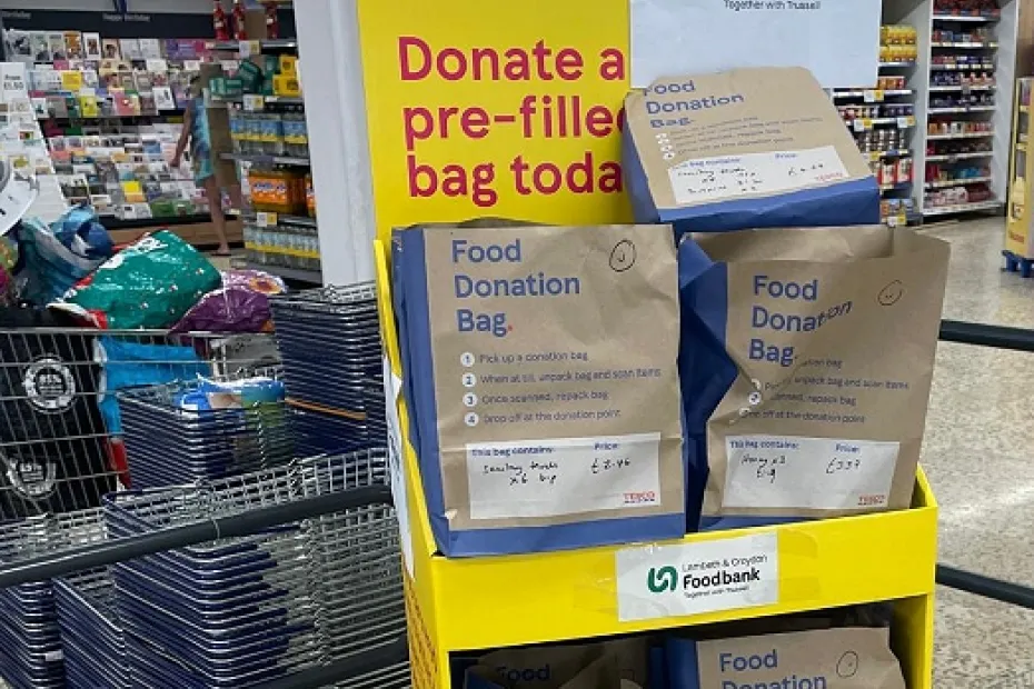 Tesco donation bag display
