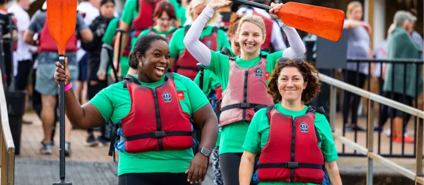 Dragonboat race participants celebrate