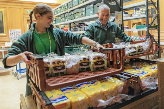 Two volunteers working at the Peeblesshire food bank