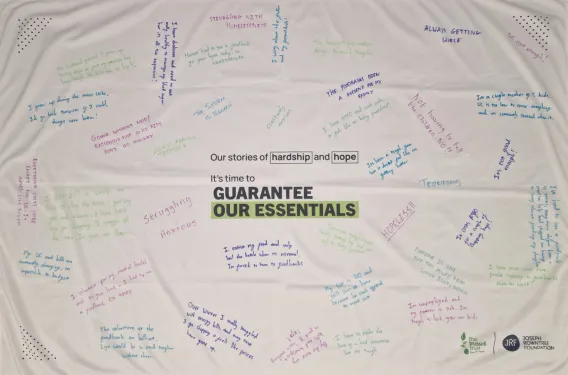 A photo of our hardship and hope tablecloth