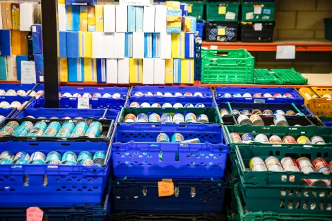 crates of tinned goods