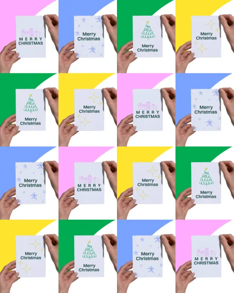 Grid of Christmas cards