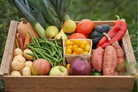 fruit and veg in a crate
